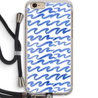 CaseCompany Blauwe golven: iPhone 6 PLUS / 6S PLUS Transparant Hoesje met koord