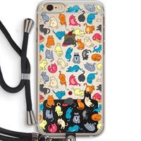 CaseCompany Kleurrijke katten: iPhone 6 PLUS / 6S PLUS Transparant Hoesje met koord