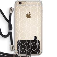 CaseCompany Zwart-witte kubussen: iPhone 6 PLUS / 6S PLUS Transparant Hoesje met koord