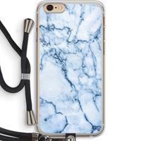 CaseCompany Blauw marmer: iPhone 6 PLUS / 6S PLUS Transparant Hoesje met koord