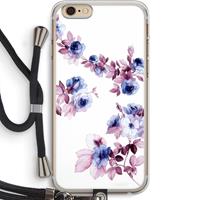CaseCompany Waterverf bloemen: iPhone 6 PLUS / 6S PLUS Transparant Hoesje met koord