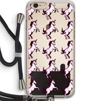 CaseCompany Musketon Unicorn: iPhone 6 PLUS / 6S PLUS Transparant Hoesje met koord