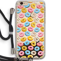 CaseCompany Pink donuts: iPhone 6 PLUS / 6S PLUS Transparant Hoesje met koord