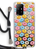 CaseCompany Pink donuts: Oppo A95 5G Transparant Hoesje met koord