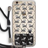 CaseCompany Zwarte poes: iPhone 6 PLUS / 6S PLUS Transparant Hoesje met koord