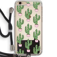CaseCompany Cactus Lover: iPhone 6 PLUS / 6S PLUS Transparant Hoesje met koord
