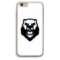 CaseCompany Angry Bear (white): iPhone 6 Plus / 6S Plus Transparant Hoesje