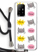 CaseCompany Meow: Oppo A95 5G Transparant Hoesje met koord