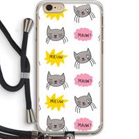 CaseCompany Meow: iPhone 6 PLUS / 6S PLUS Transparant Hoesje met koord