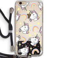 CaseCompany Rainbow Unicorn: iPhone 6 PLUS / 6S PLUS Transparant Hoesje met koord