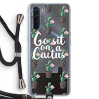 CaseCompany Cactus quote: Oppo A91 Transparant Hoesje met koord