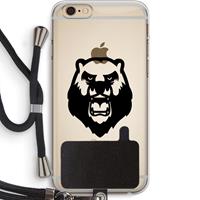 CaseCompany Angry Bear (black): iPhone 6 PLUS / 6S PLUS Transparant Hoesje met koord