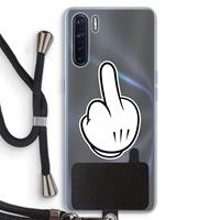 CaseCompany Middle finger white: Oppo A91 Transparant Hoesje met koord