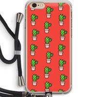 CaseCompany Mini cactus: iPhone 6 PLUS / 6S PLUS Transparant Hoesje met koord