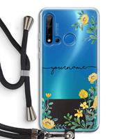 CaseCompany Gele bloemen: Huawei P20 Lite (2019) Transparant Hoesje met koord