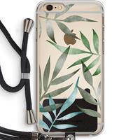 CaseCompany Tropical watercolor leaves: iPhone 6 PLUS / 6S PLUS Transparant Hoesje met koord