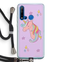 CaseCompany Roze eenhoorn: Huawei P20 Lite (2019) Transparant Hoesje met koord