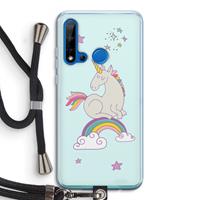 CaseCompany Regenboog eenhoorn: Huawei P20 Lite (2019) Transparant Hoesje met koord