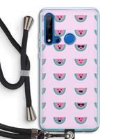 CaseCompany Smiley watermeloenprint: Huawei P20 Lite (2019) Transparant Hoesje met koord