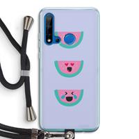 CaseCompany Smiley watermeloen: Huawei P20 Lite (2019) Transparant Hoesje met koord