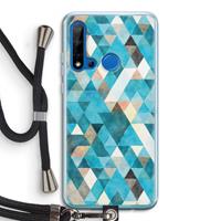 CaseCompany Gekleurde driehoekjes blauw: Huawei P20 Lite (2019) Transparant Hoesje met koord