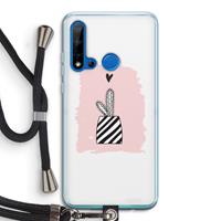 CaseCompany Zwart-wit cactus: Huawei P20 Lite (2019) Transparant Hoesje met koord