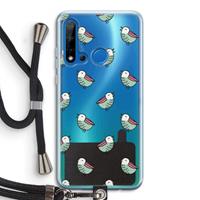 CaseCompany Vogeltjes: Huawei P20 Lite (2019) Transparant Hoesje met koord