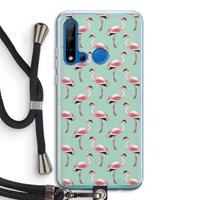 CaseCompany Flamingoprint groen: Huawei P20 Lite (2019) Transparant Hoesje met koord