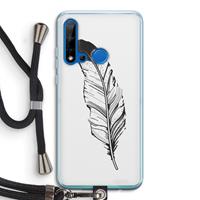 CaseCompany Pluim: Huawei P20 Lite (2019) Transparant Hoesje met koord