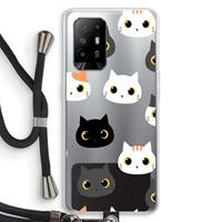 CaseCompany Katten: Oppo A95 5G Transparant Hoesje met koord
