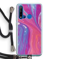 CaseCompany Paarse stroom: Huawei P20 Lite (2019) Transparant Hoesje met koord