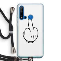 CaseCompany Middle finger white: Huawei P20 Lite (2019) Transparant Hoesje met koord