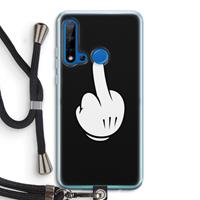 CaseCompany Middle finger black: Huawei P20 Lite (2019) Transparant Hoesje met koord