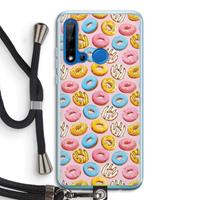 CaseCompany Pink donuts: Huawei P20 Lite (2019) Transparant Hoesje met koord