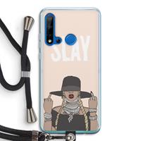 CaseCompany Slay All Day: Huawei P20 Lite (2019) Transparant Hoesje met koord