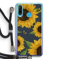 CaseCompany Sunflower and bees: Huawei P30 Lite Transparant Hoesje met koord
