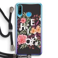 CaseCompany Hello in flowers: Huawei P30 Lite Transparant Hoesje met koord