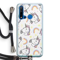 CaseCompany Rainbow Unicorn: Huawei P20 Lite (2019) Transparant Hoesje met koord