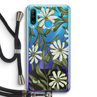 CaseCompany Wit bloemenpatroon: Huawei P30 Lite Transparant Hoesje met koord