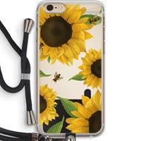 CaseCompany Sunflower and bees: iPhone 6 PLUS / 6S PLUS Transparant Hoesje met koord