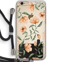 CaseCompany Peachy flowers: iPhone 6 PLUS / 6S PLUS Transparant Hoesje met koord