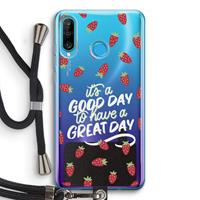 CaseCompany Don't forget to have a great day: Huawei P30 Lite Transparant Hoesje met koord
