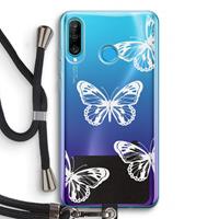 CaseCompany White butterfly: Huawei P30 Lite Transparant Hoesje met koord