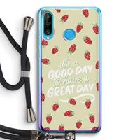 CaseCompany Don't forget to have a great day: Huawei P30 Lite Transparant Hoesje met koord