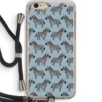 CaseCompany Zebra: iPhone 6 PLUS / 6S PLUS Transparant Hoesje met koord