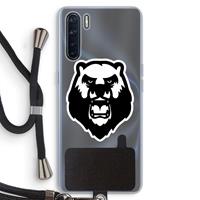 CaseCompany Angry Bear (white): Oppo A91 Transparant Hoesje met koord