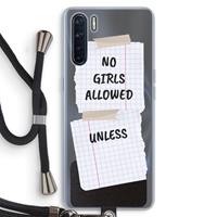 CaseCompany No Girls Allowed Unless: Oppo A91 Transparant Hoesje met koord