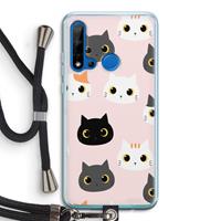 CaseCompany Katten: Huawei P20 Lite (2019) Transparant Hoesje met koord