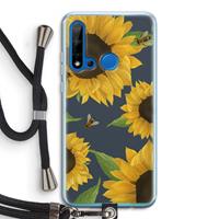 CaseCompany Sunflower and bees: Huawei P20 Lite (2019) Transparant Hoesje met koord