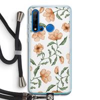 CaseCompany Peachy flowers: Huawei P20 Lite (2019) Transparant Hoesje met koord